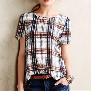 Maeve plaid short sleeve blouse size S